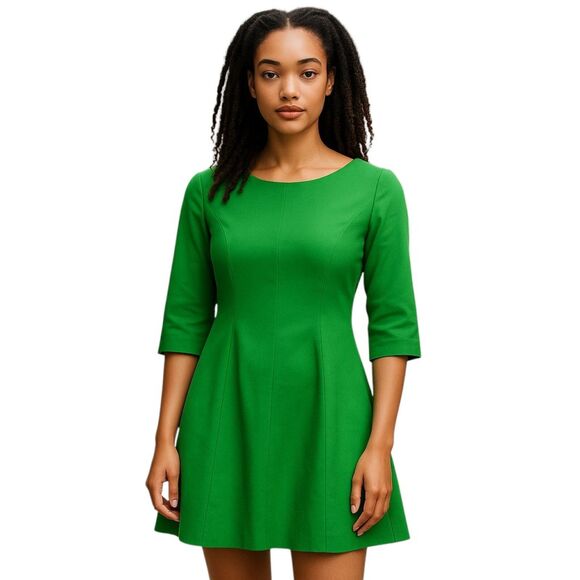 Cremieux Green Scalloped Hem A-Line Dress Size 4 - Picture 1 of 9